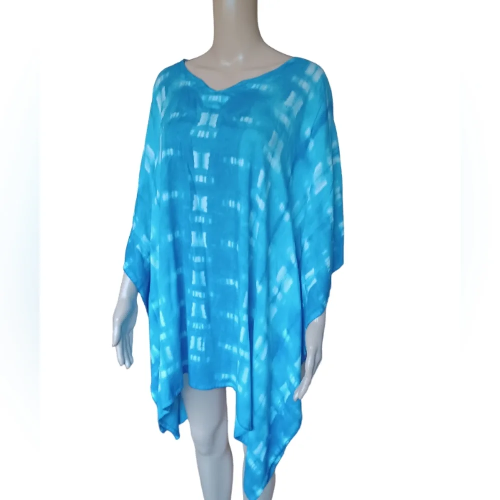 Womens Wearable Art Hand Dyed Bohemian Poncho Tunic Top Oversized Size Small - Picture 2 of 8